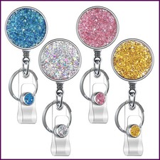 2025 New Design 1 Piece Metal Glitter Retractable Nurse Badge Reel Doctor