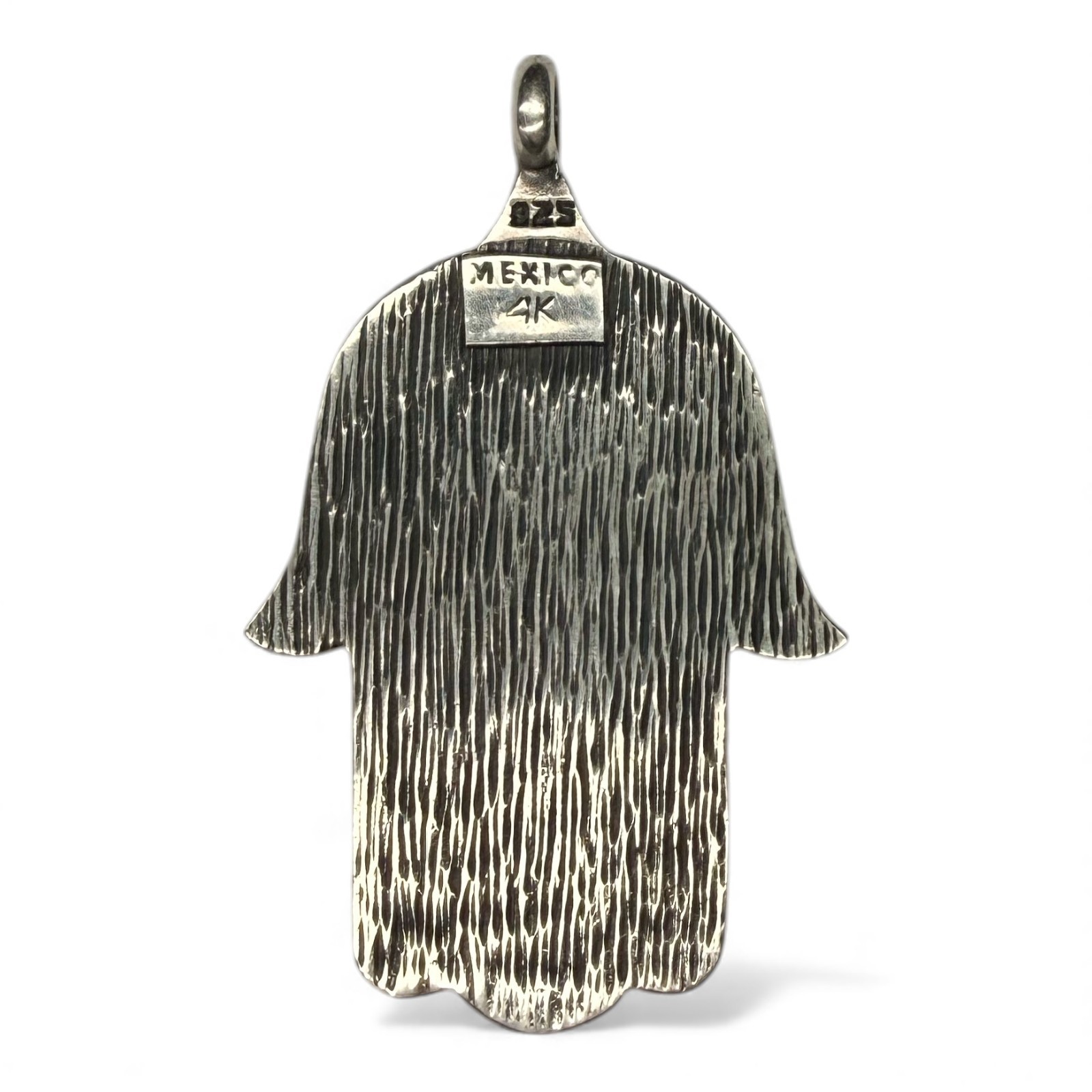 Solid 925 Silver Hamsa Hand Pendant with 14k Gold… - image 3
