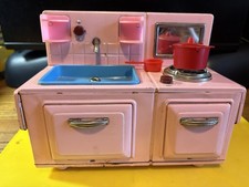 Vintage Metal Dollhouse Kitchen Stove-Midcentury-Great Condition 8.5  wide RARE