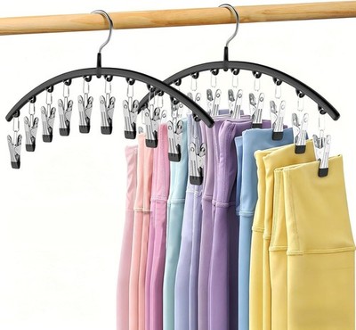 Volnamal Legging Organizer for Closet, 2 Pack Metal Yoga Pants Hangers w/10 Clip