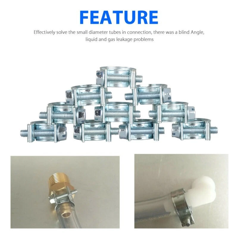 Hose Clip Silver Accessories 1/4" 5/16" 3/8" Clip Pipe Parts Practical - Image 3 of 4