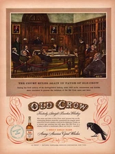 Old Crow Whiskey 1940s Vintage Ad Courtroom Bourbon Trial Bottled in Bond