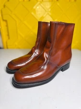 Mason Men's Size 8.5 D Wide Genuine Leather Side Zip Ankle Boots Square Toe