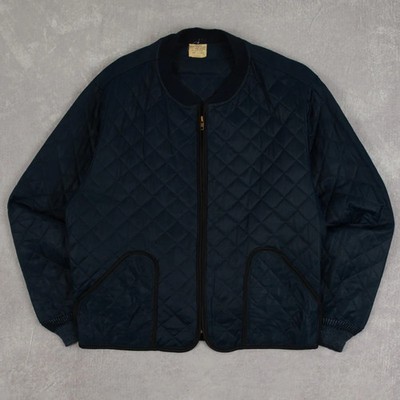 Vintage Full Zip Quilted Bomber Jacket Large Herren 80er Blau Americana