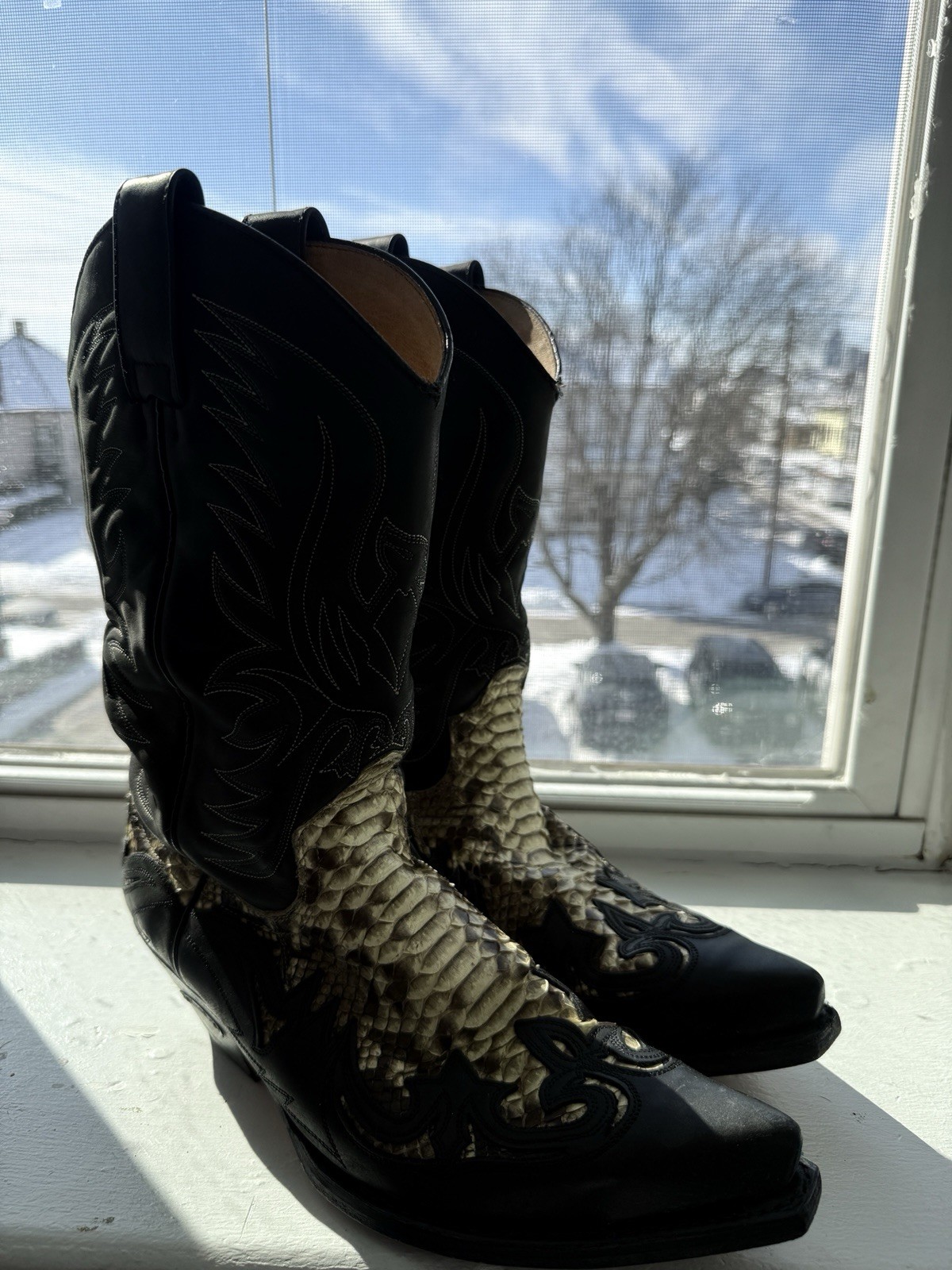 Sendra Black Python Cowboy Boots 10.5 - image 1