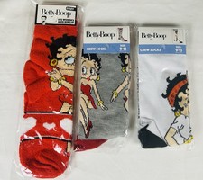 Betty Boop Novelty Crew Socks Women's Size 9-13 5-10 Colorful Fun Lot of 3 New