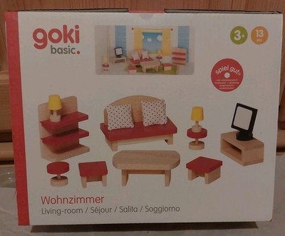 Goki Basic Wohnzimmer Puppenmöbel Set NEU OVP! Puppenhaus Zubehör Möbel