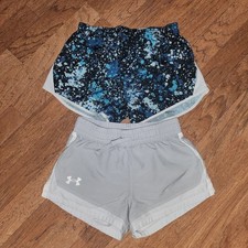 Kids Athletic Shorts Bundle Nike Under Armour Gray Splatter Print Size M
