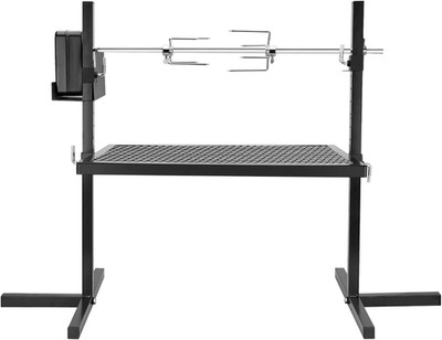 Adjustable Outdoor Camping Rotisserie Grill System and Spit Kit with Portable DC