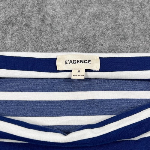 L'Agence Navy Blue White Striped Lucille Boat Neck Top Women's Size Medium - Picture 2 of 6