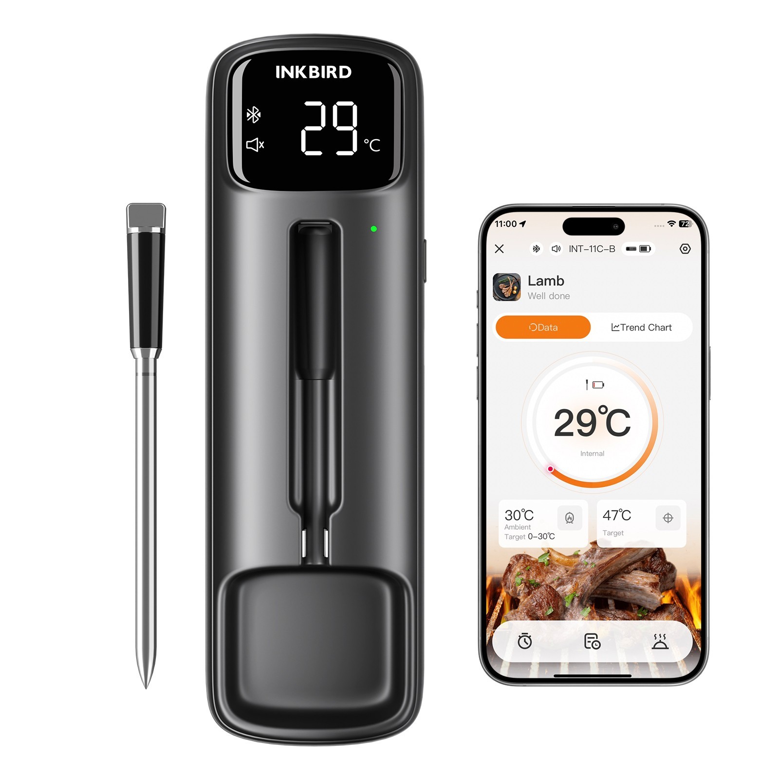INKBIRD Wireless Bluetooth Meat Grill  Thermometer INT-11C-B BBQ Oven Smoker AU — image 14