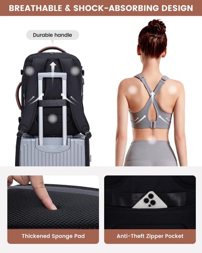 Large Travel Backpack for Women, TSA Carry on Backpack for Airplanes, 40L Per... - Picture 7 of 9