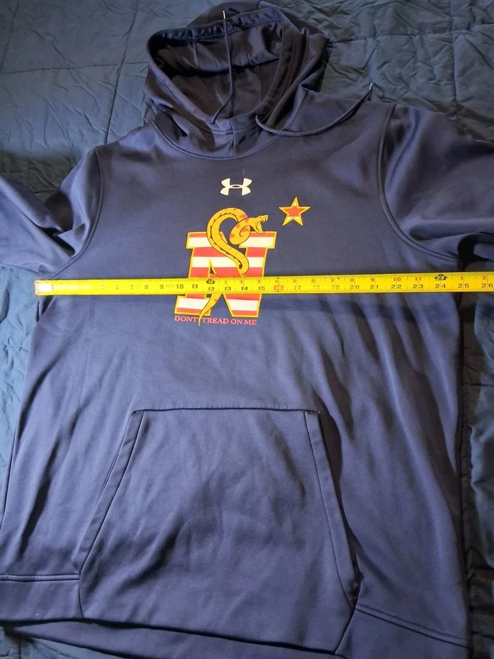 Sudadera con Capucha Under Armour Pullover Hombres Talla 2XL Azul Marino EE. UU. Don't Tread On Me Logo de Serpiente Foto 2 de 4