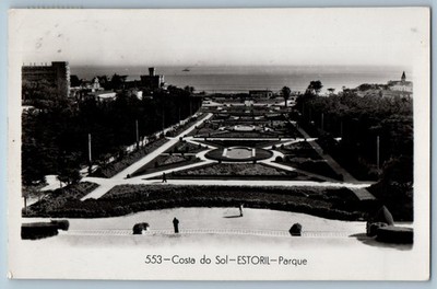 Costa do Sol Spain Postcard Estoril Park 1957 Vintage Posted RPPC Photo