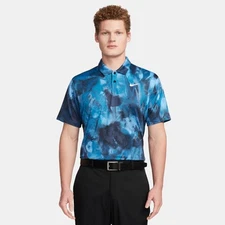 NEW $80 NIKE TOUR DRI-FIT GOLF POLO SHIRT OMBRE BLUE AOP CAMO FD5935-451 MEDIUM