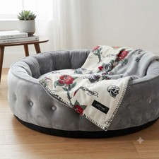 Ed Hardy Skull Roses Grey Plush Pet Throw