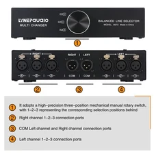 B072 3-IN 1-OUT Audio Switch Fully Balanced XLR Signal Selector Passive Selector