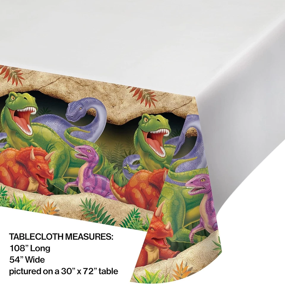 Creative Party Dinosaur Print Border Plastic Table Cover - 1 Pc, 54 inches x 108 - Image 2 of 2