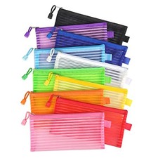 10 Pack Zipper Mesh Pouch Pencil Pouch Multicolor Pen Bag Multipurpose for