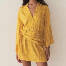 Doen Leona V Neck Tunic Long Sleeve Mini Dress Gilded Marguerite Jolie Yellow