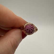 14ct Rolled Rose Gold Ring Size N 1/2 Pink Rubellite, Hallmarked 585RG