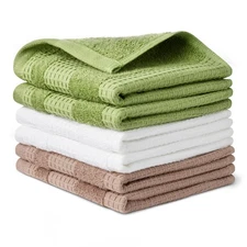 Amazon Basics Organic Cotton Waffle Kitchen Dish Cloths - 6 Pack, Absorbent, Qui
