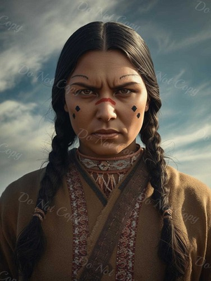 #ad Photo A4 jeune femme Lakota Sioux en tenue perlée et marques rouges – 1249 EUR 5.99