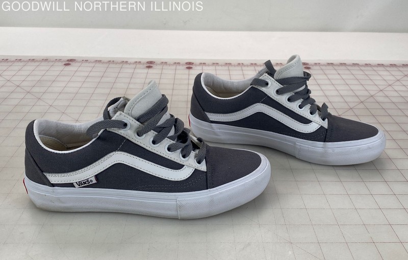 Youth Boys' Kids' VANS Old Skool Gray White Canvas Skate Shoes Sneakers Size 4.5