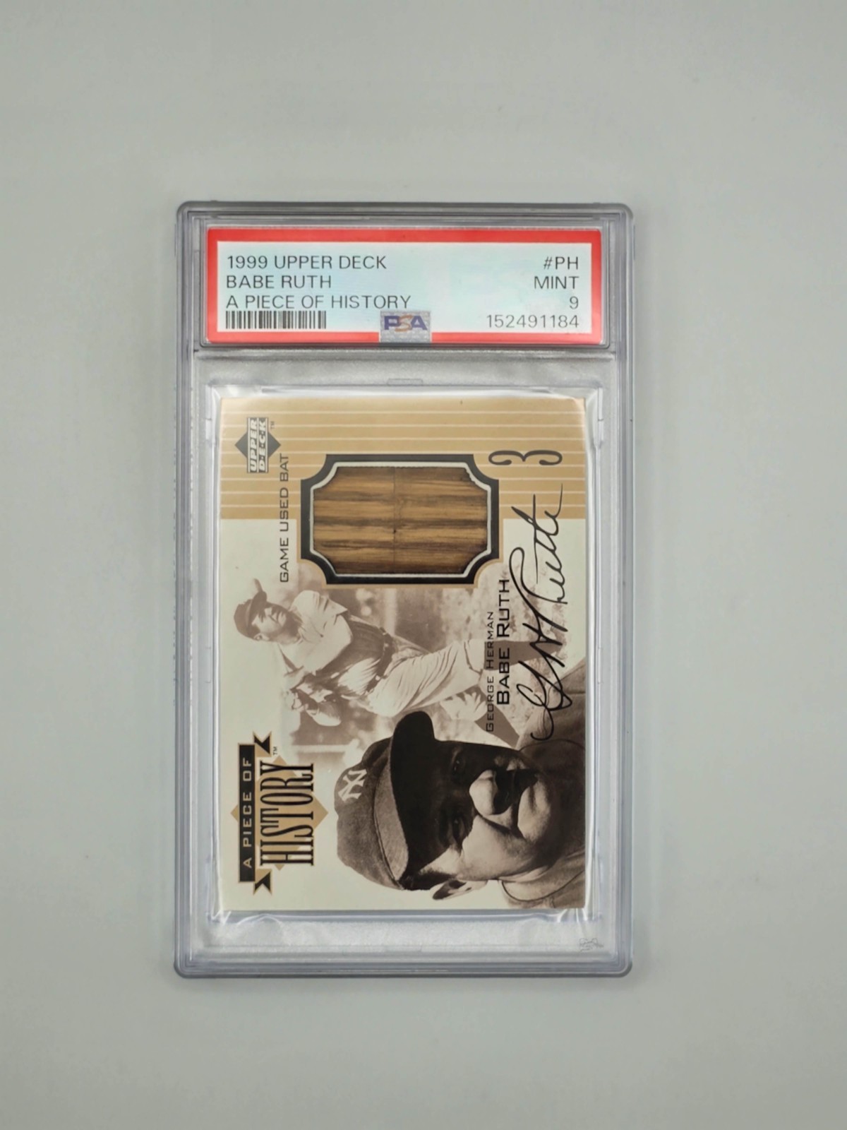 1999 Upper Deck -A Piece of History Babe Ruth PSA 9