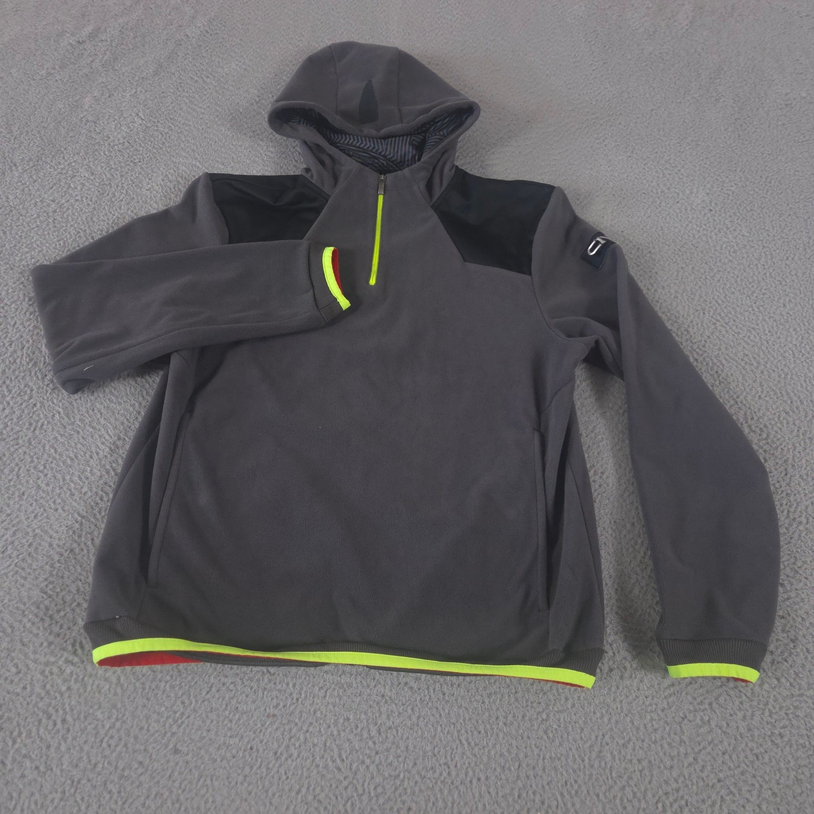Under Armour Hoodie Mens Large Gray ColdGear Infrared Fleece Quarter Zip Neon