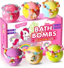 Unicorn Bath Bombs with Surprise inside for Kids Girls, 6 Kids Bath Bombs with J