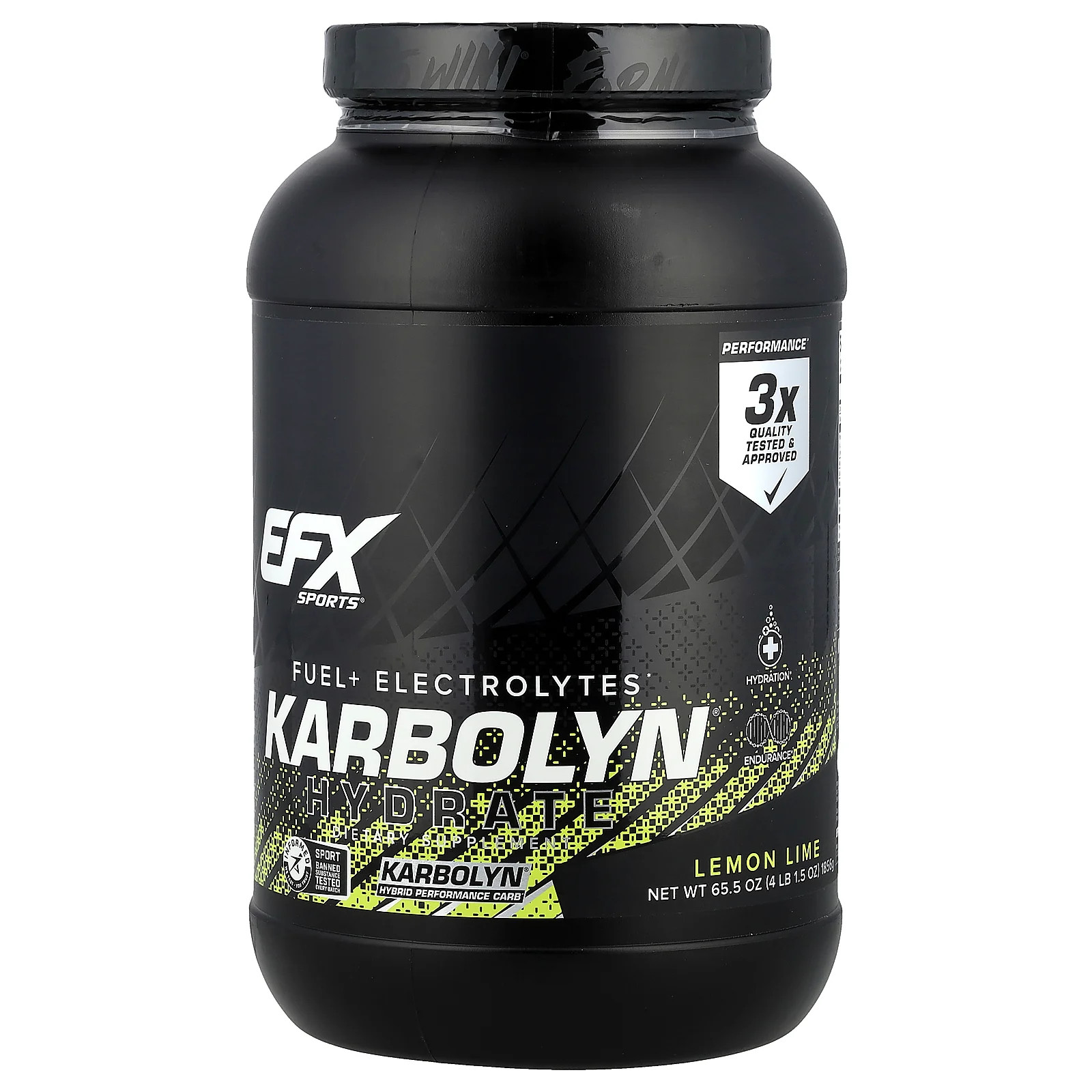 EFX Sports Karbolyn Hydrate Lemon Lime 65 5 унций 1856 г без глютена, информированный