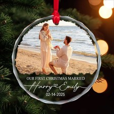 Our First Christmas Engaged 2025 Ornament, Personalized Engagement Decoration