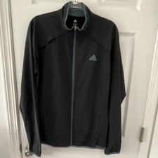 adidas Climalite Men's Black Full-Zip Track Jacket Stand-Up Collar Size M