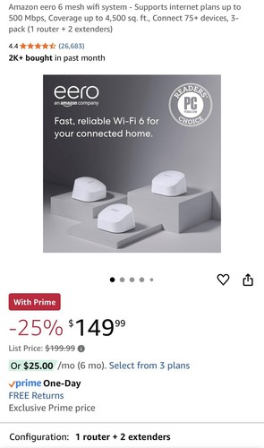 eero 6 AX1800 1800 Mbps 4 Port 900 Mbps Dual-Band Mesh Wi-Fi 6 System - M110311 - Photo 8/8