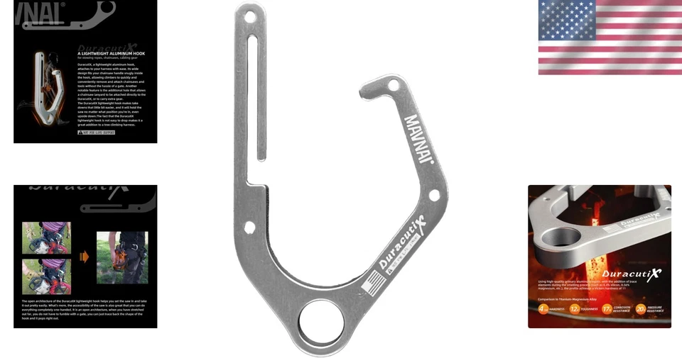 Gancho de aluminio DuracutiX para trepador de árboles - Fácil acceso a herramientas Foto 2 de 4