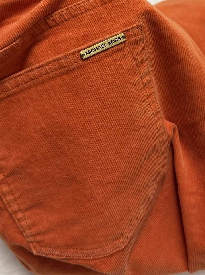 Pantalones ajustados MK Michael Kors naranja especia pana elásticos talla 12 (36X31) NUEVO Foto 4 de 4