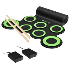 Electronic Roll Up Drum Set 7 Pads MIDI Drum Kit w/ 2 Speaker Headphone Green