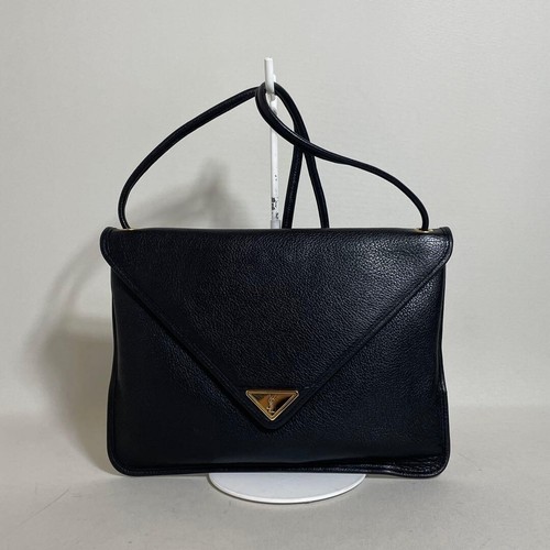 YVES SAINT LAURENT Shoulder bag Leather Black Authentic From Japan