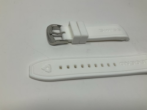 NOS Swiss Legend White Rubber Strap with brushed steel buckle 24mm - Picture 2 of 9