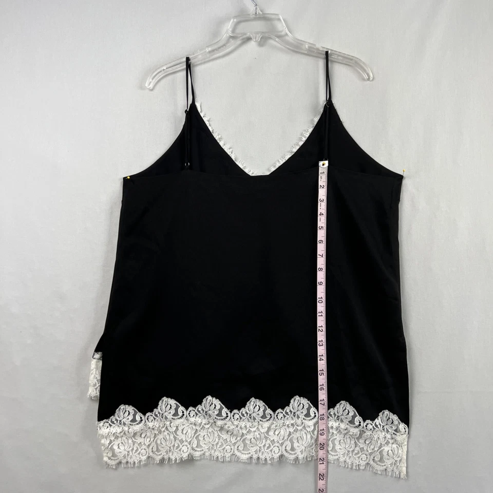 BCBG Maxazria Cami Tank Top Womens Large Black Sleeveless Lace Trim Party - Image 4 of 4