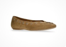 Time and Tru Women's Size 9 Faux Suede Corset Ballet Flats NWT Sand Slip on