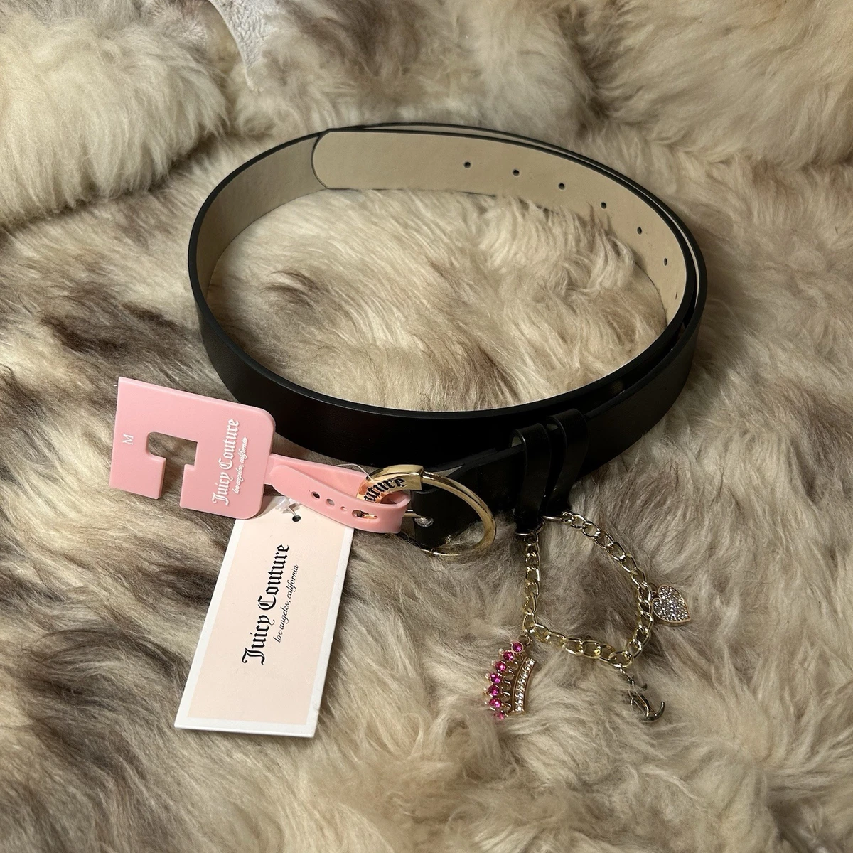 JUICY COUTURE WOMENS WHITE CHAIN LEATHER BELT SIZE M / L 37 INCHES VINTAGE Vintage CHANEL Paris CC White Perforated Leather Women main image 4