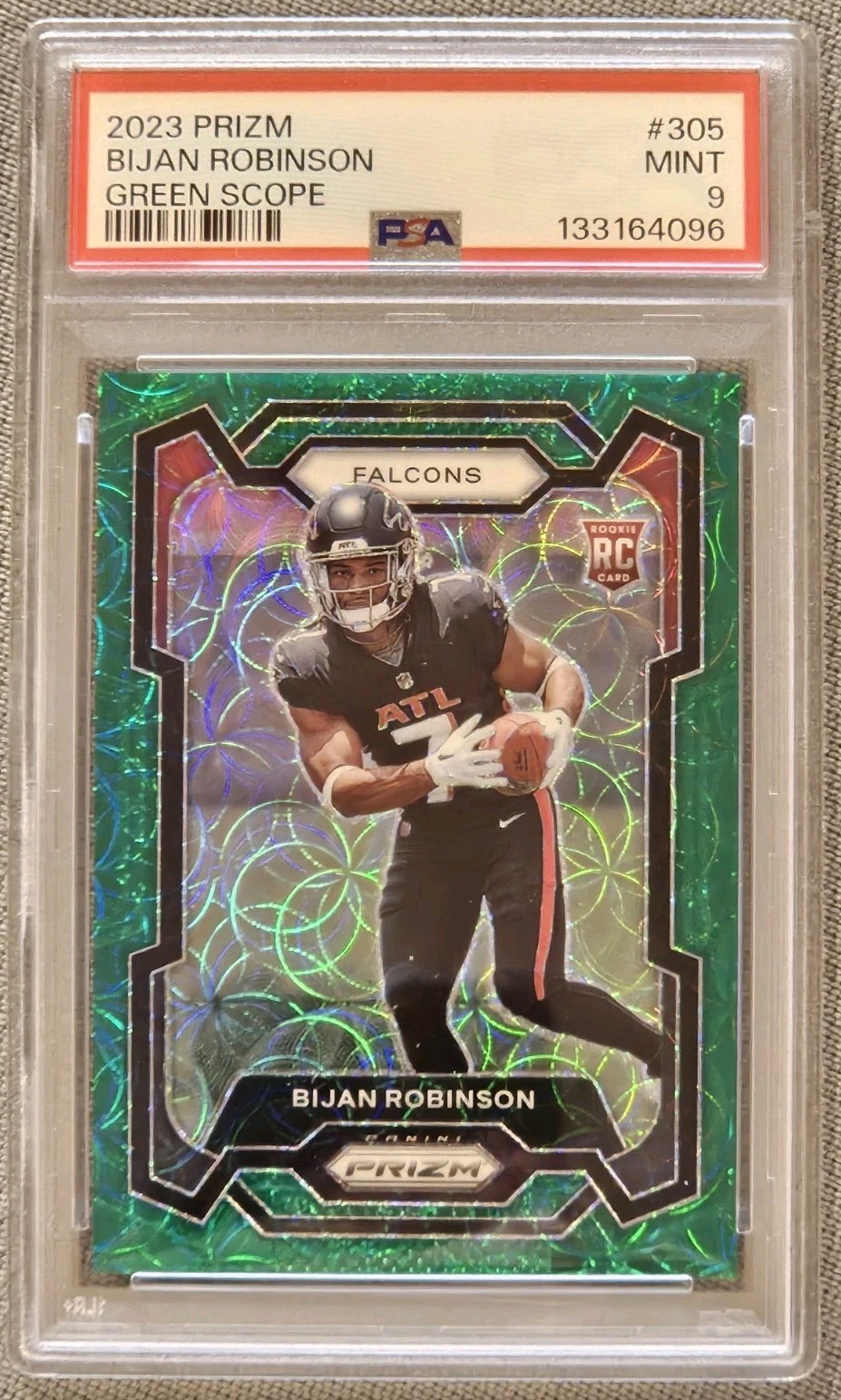 2023 BIJAN ROBINSON PRIZM GREEN SCOPE RC #305 SSP 56/75 - PSA 9 🔥🔥🔥