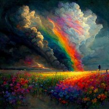 Rainbow Landscape Paint by Numbers Kit for Adults Beginners DIY Canvas Art Set