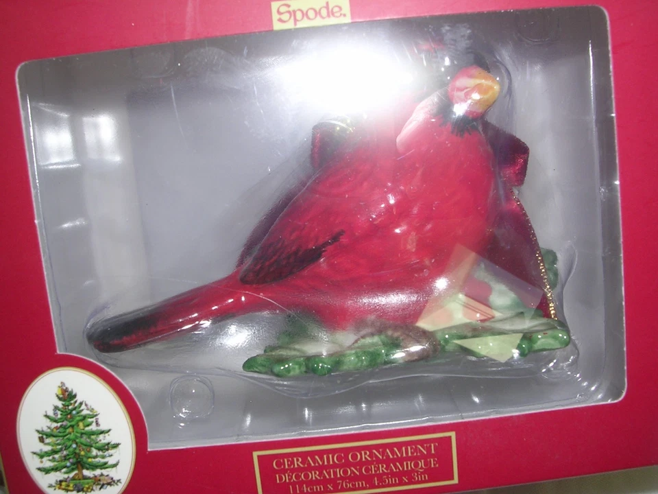 #A   NEW Spode Christmas Tree Red Cardinal Bird Hanging  Ornament - Image 4 of 4