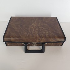 Vintage Faux Leather 30 Cassette Tape Carry Case Hard Storage Briefcase