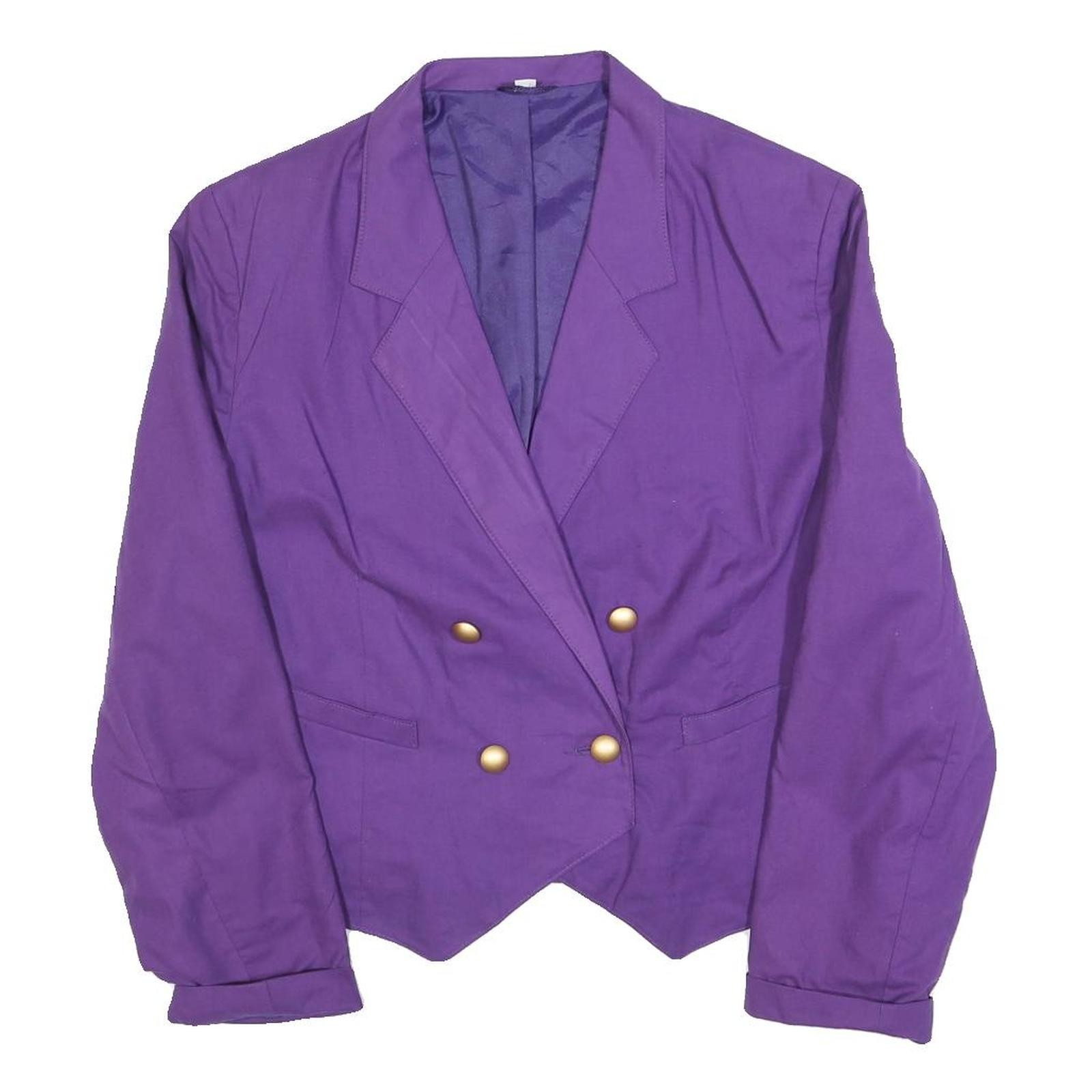 Womens Purple Button Polyester Blend Tailored Jac… - image 1