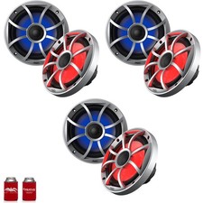 Wet Sounds OE-65ic-S-RGB 6.5" OEM Speakers Silver Grill and RGB Lighting 3 Pairs