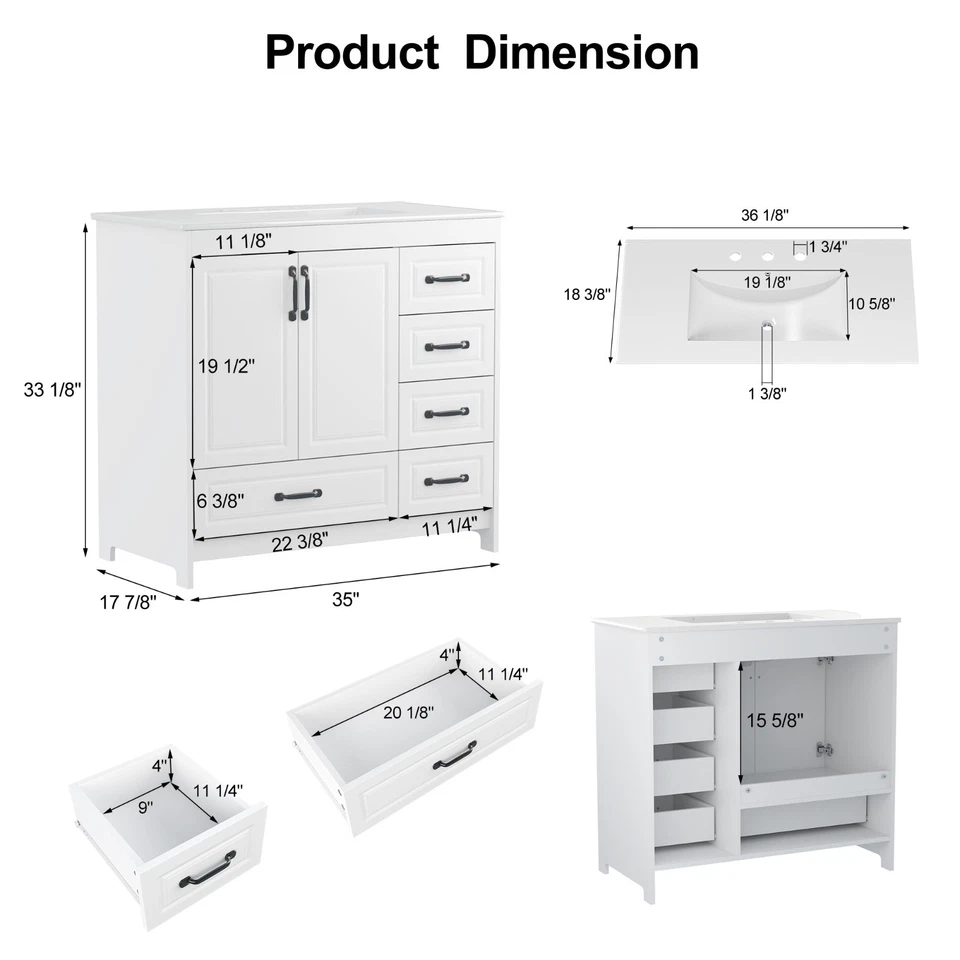Mueble tocador de baño con fregadero de cerámica Combo Juego de armario de baño con cajón Foto 3 de 4